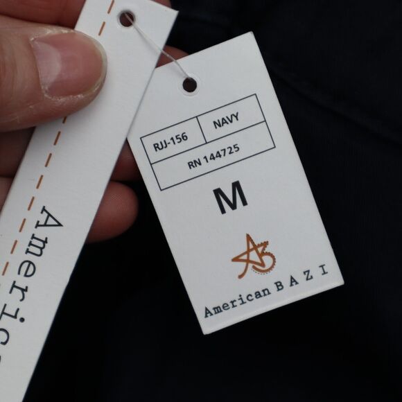 American BAZI Pants Womens M Navy Blue High Rise Slash Pocket Drawstring Jogger - Picture 7 of 16